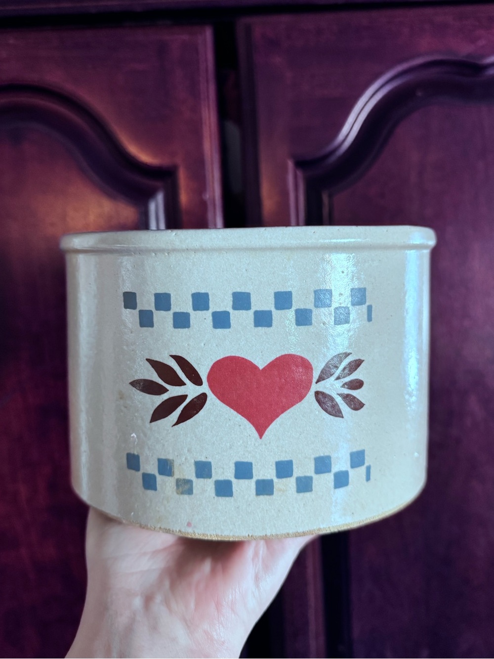 Vintage Stoneware Crock With Design